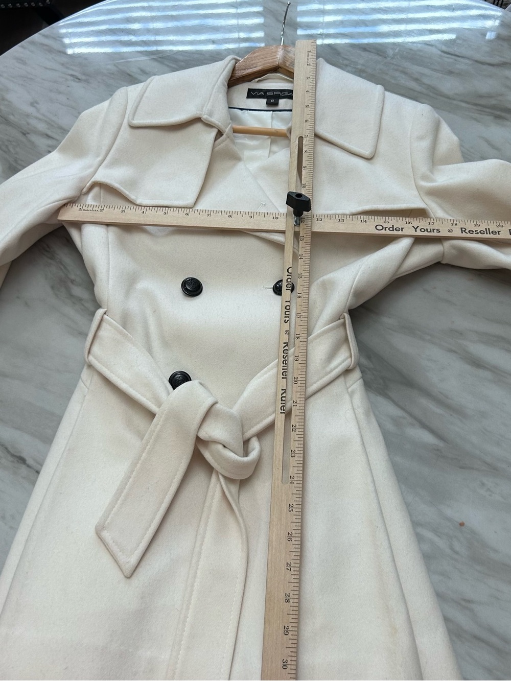 🧡MAKE OFFER🧡 Via Spiga Double Breasted Trench Wool Winter Coat Cream Ivory 8 - Picture 6 of 7